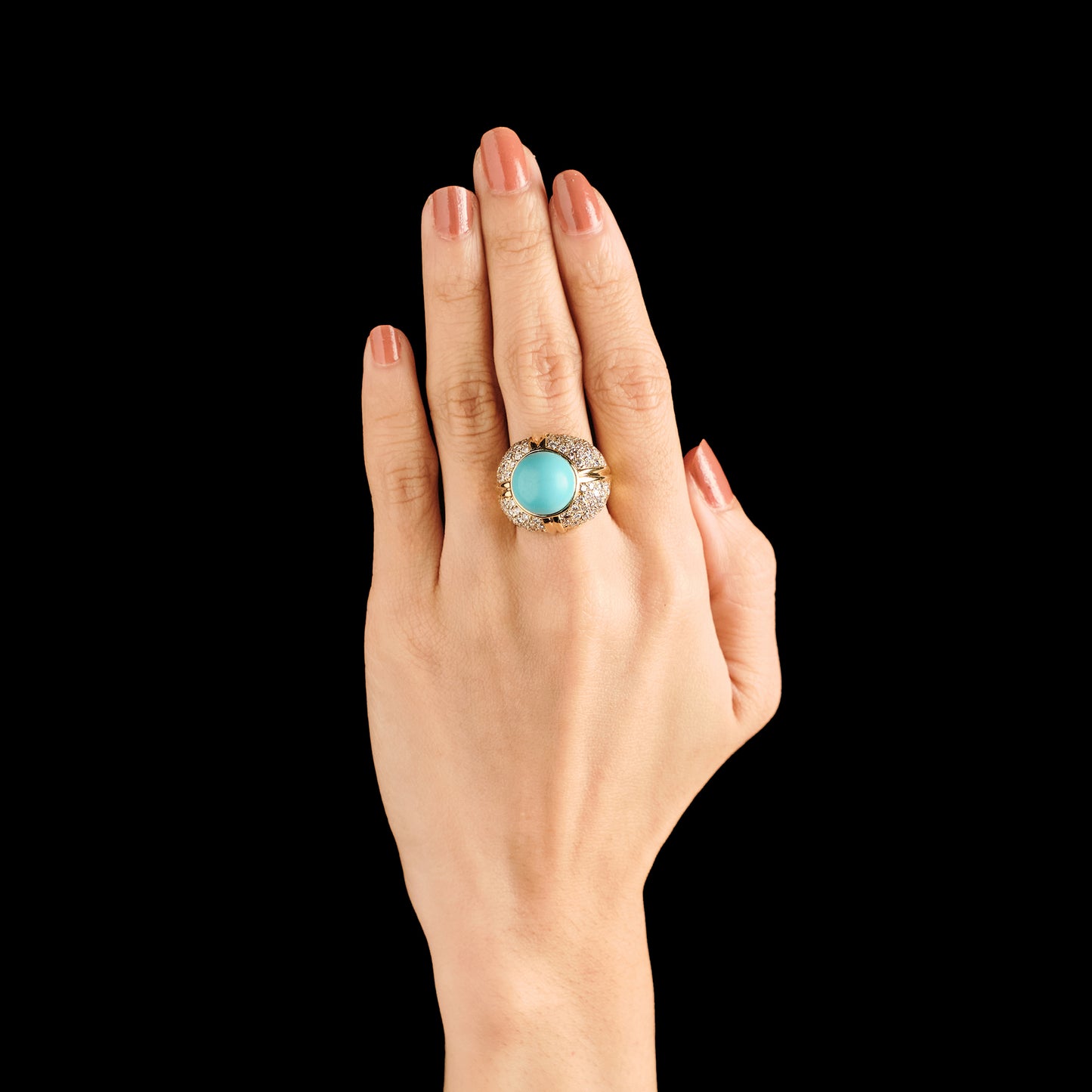Vintage Blue Hardstone and Diamond Ring