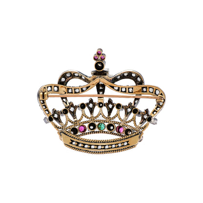 Antique Portuguese Crown Brooch