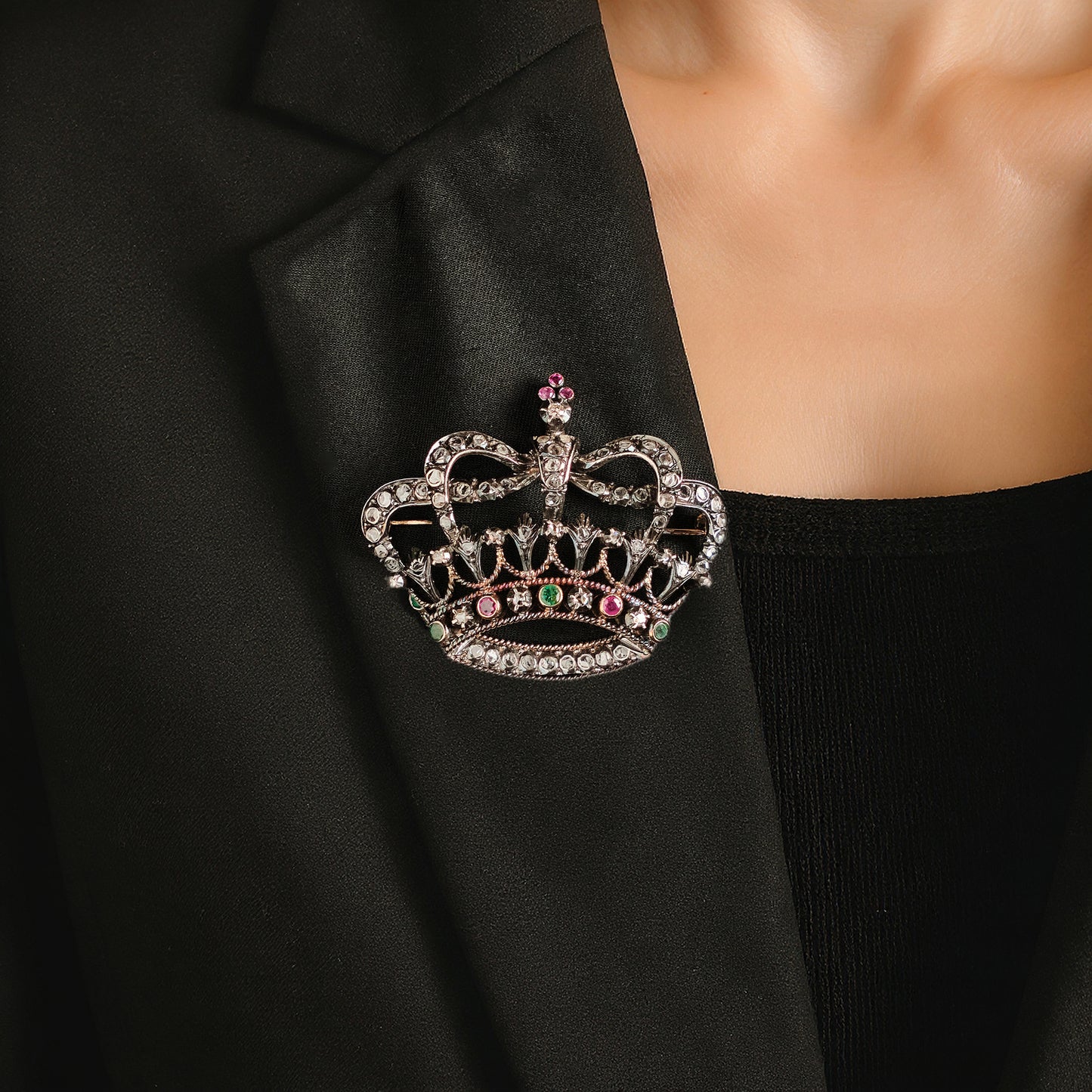 Antique Portuguese Crown Brooch