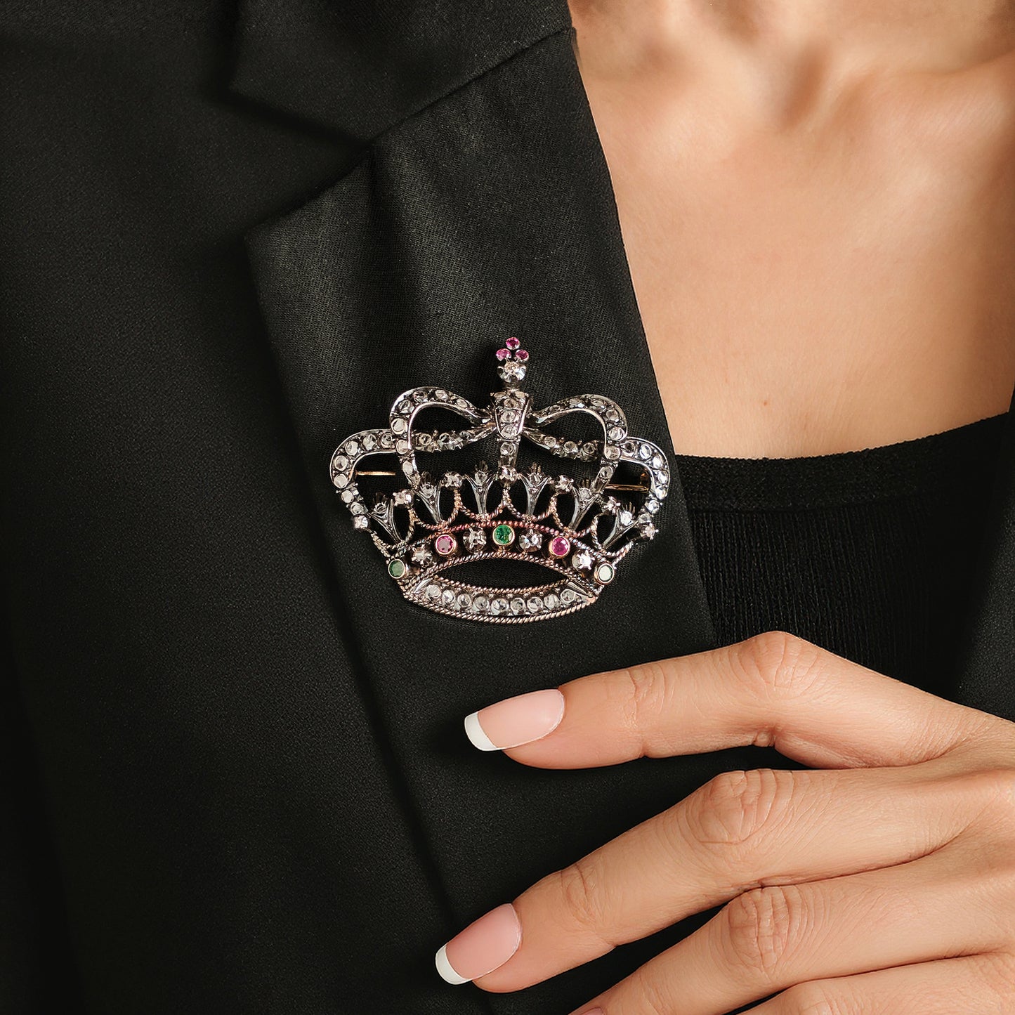 Antique Portuguese Crown Brooch