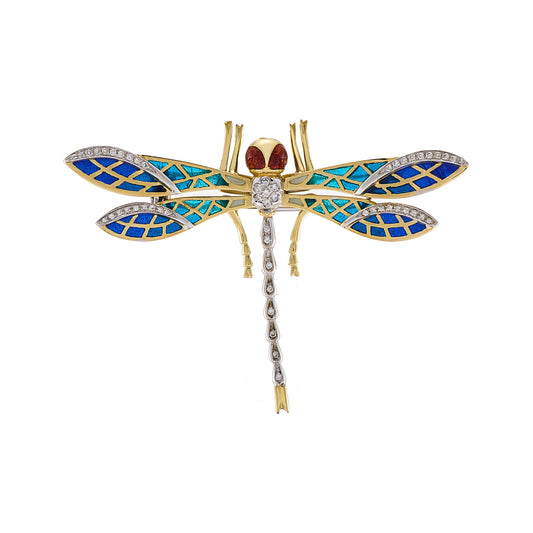 Vintage Italian Plique-a-Jour Brooch