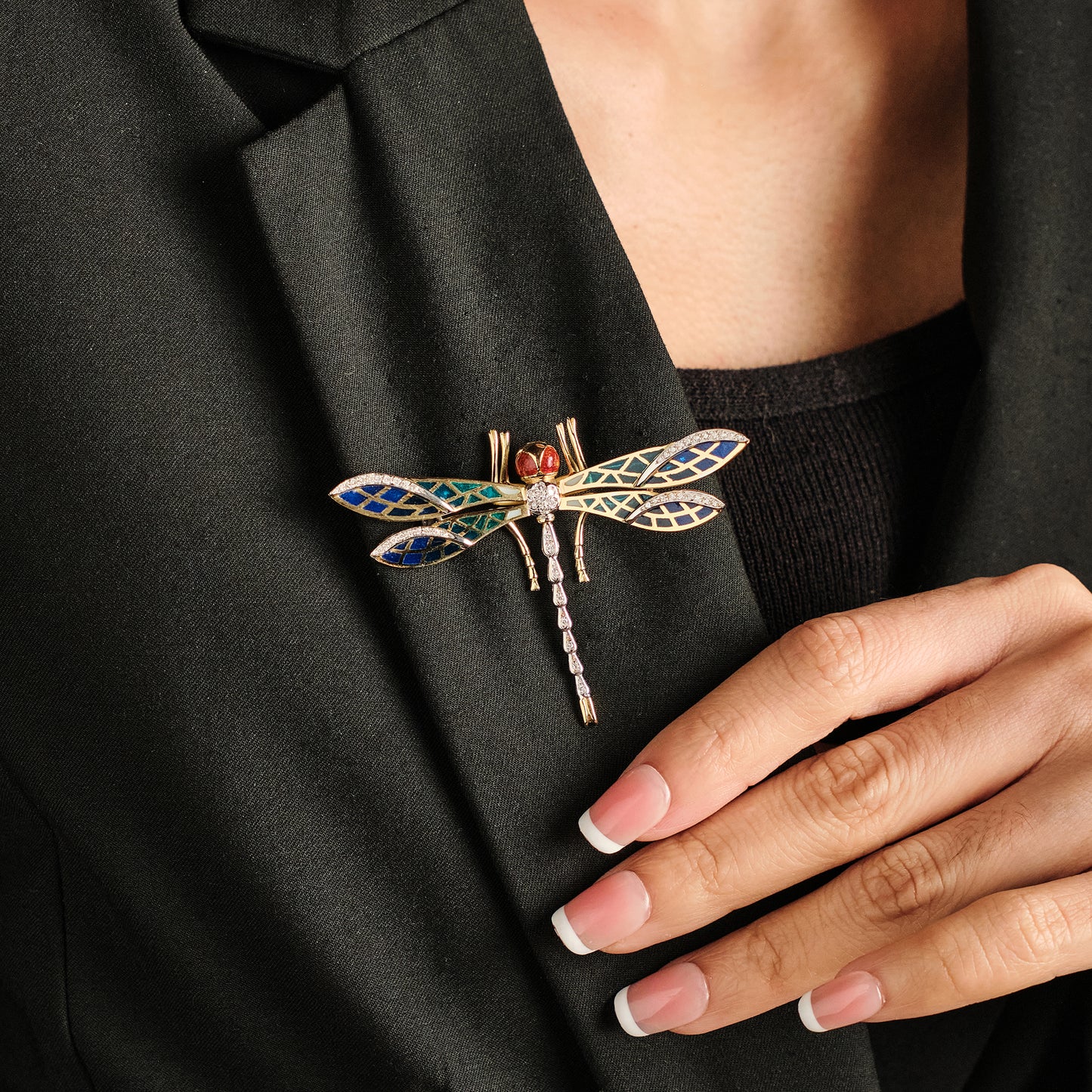 Vintage Italian Plique-a-Jour Brooch