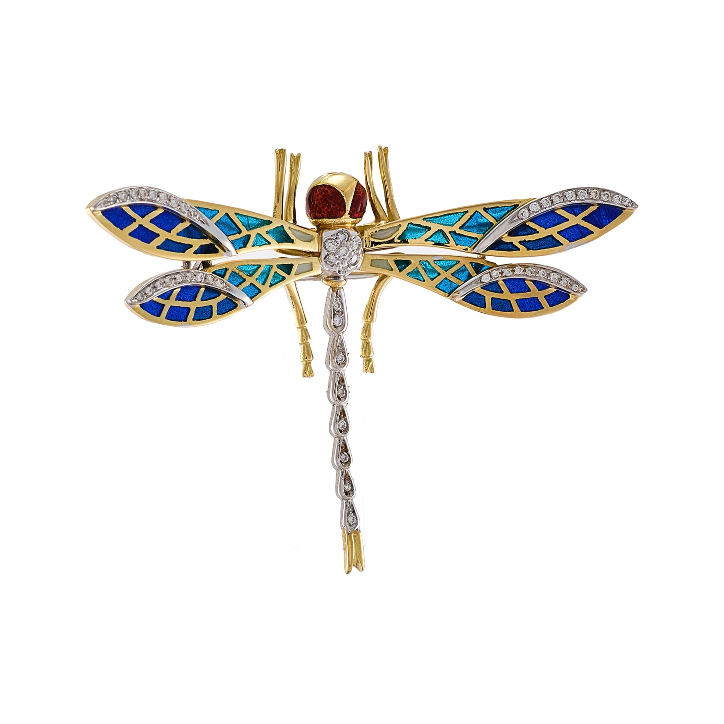 Vintage Italian Plique-a-Jour Brooch