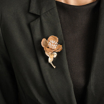 Vintage Day and Night Rose Brooch