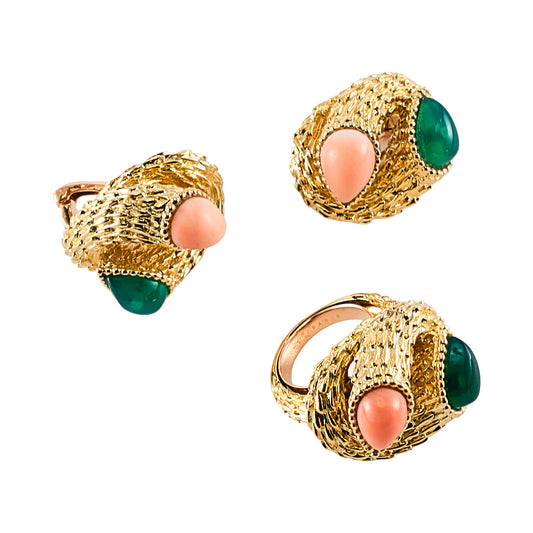 Boucheron Chrysoprase and Coral Demi Parure