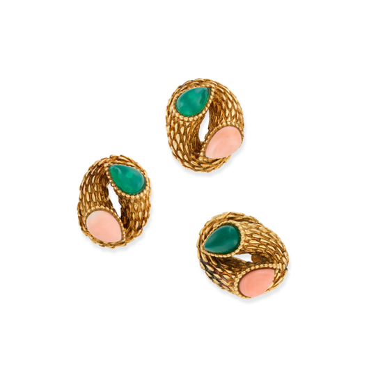 Boucheron Chrysoprase and Coral Demi Parure