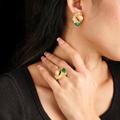 Boucheron Chrysoprase and Coral Demi Parure