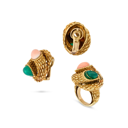 Boucheron Chrysoprase and Coral Demi Parure