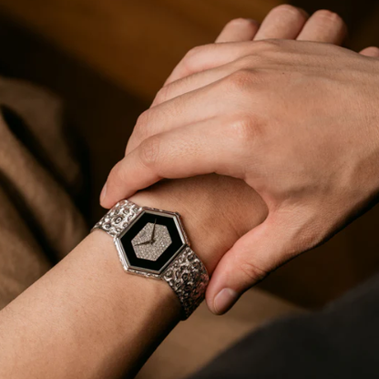 Piaget 95788 A18 Onyx and Diamond Hexagone Watch