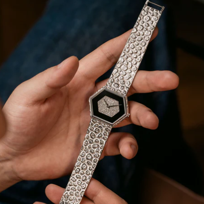 Piaget 95788 A18 Onyx and Diamond Hexagone Watch