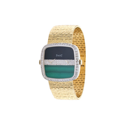 Piaget Dual Time 612775 A6 Malachite, Onyx & Diamond Watch
