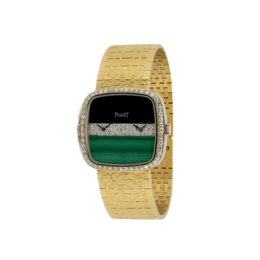 Piaget Dual Time 612775 A6 Malachite, Onyx & Diamond Watch