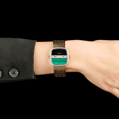 Piaget Dual Time 612775 A6 Malachite, Onyx & Diamond Watch