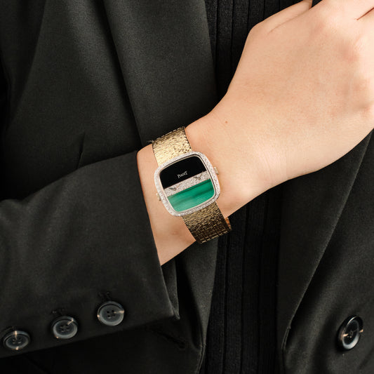 Piaget Dual Time 612775 A6 Malachite, Onyx & Diamond Watch