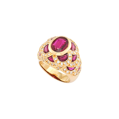 Vintage Flower Ruby Ring