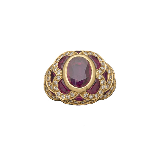 Vintage Flower Ruby Ring