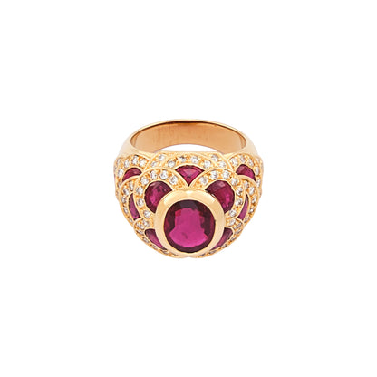 Vintage Flower Ruby Ring