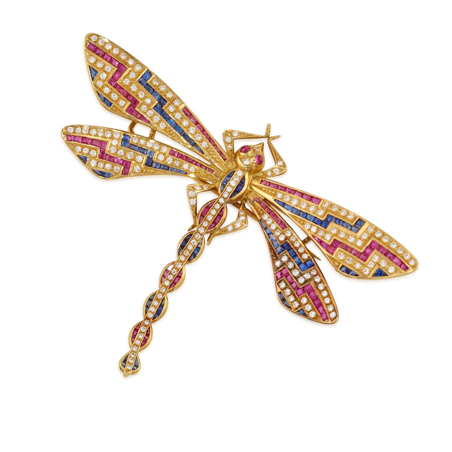 Vintage Multigem Dragonfly Brooch