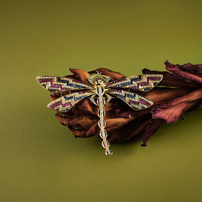 Vintage Multigem Dragonfly Brooch