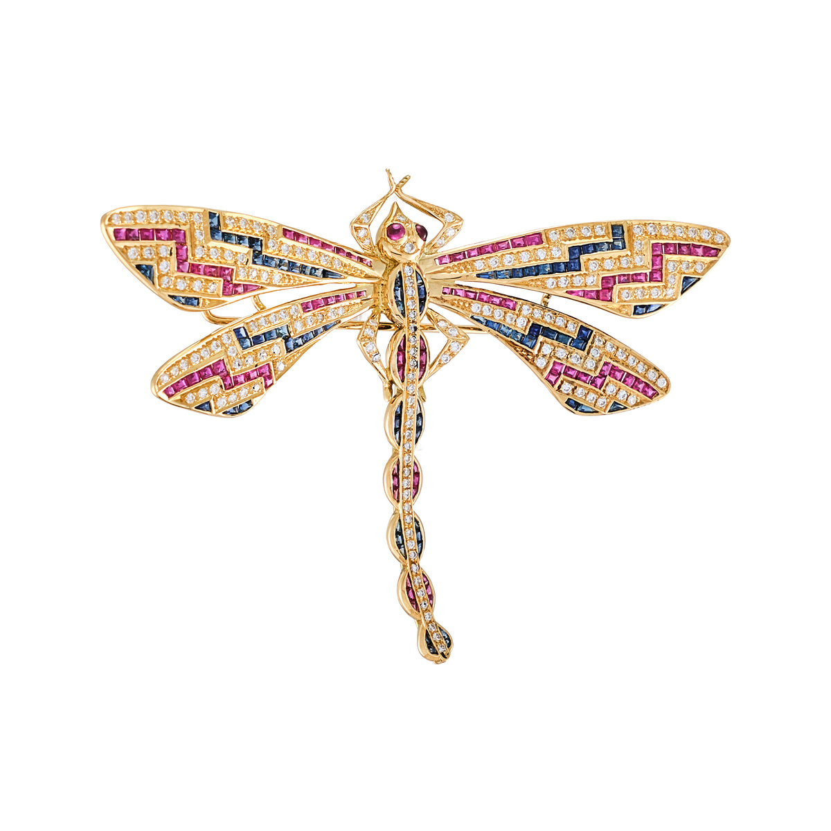 Vintage Multigem Dragonfly Brooch