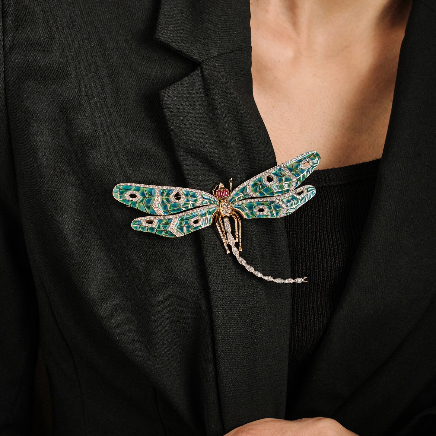 Vintage Dragonfly Enamel Brooch