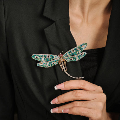Vintage Dragonfly Enamel Brooch