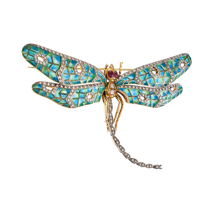 Vintage Dragonfly Enamel Brooch