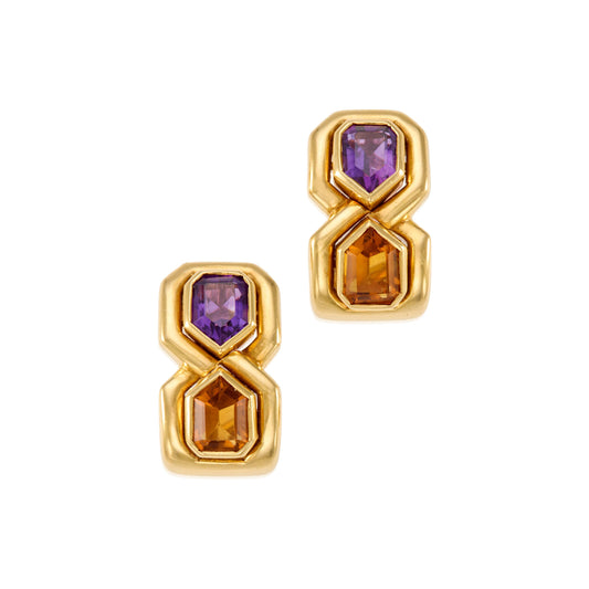 Vintage Citrine and Amethyst Earrings