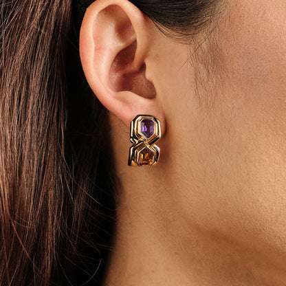 Vintage Citrine and Amethyst Earrings