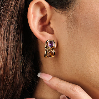 Vintage Citrine and Amethyst Earrings