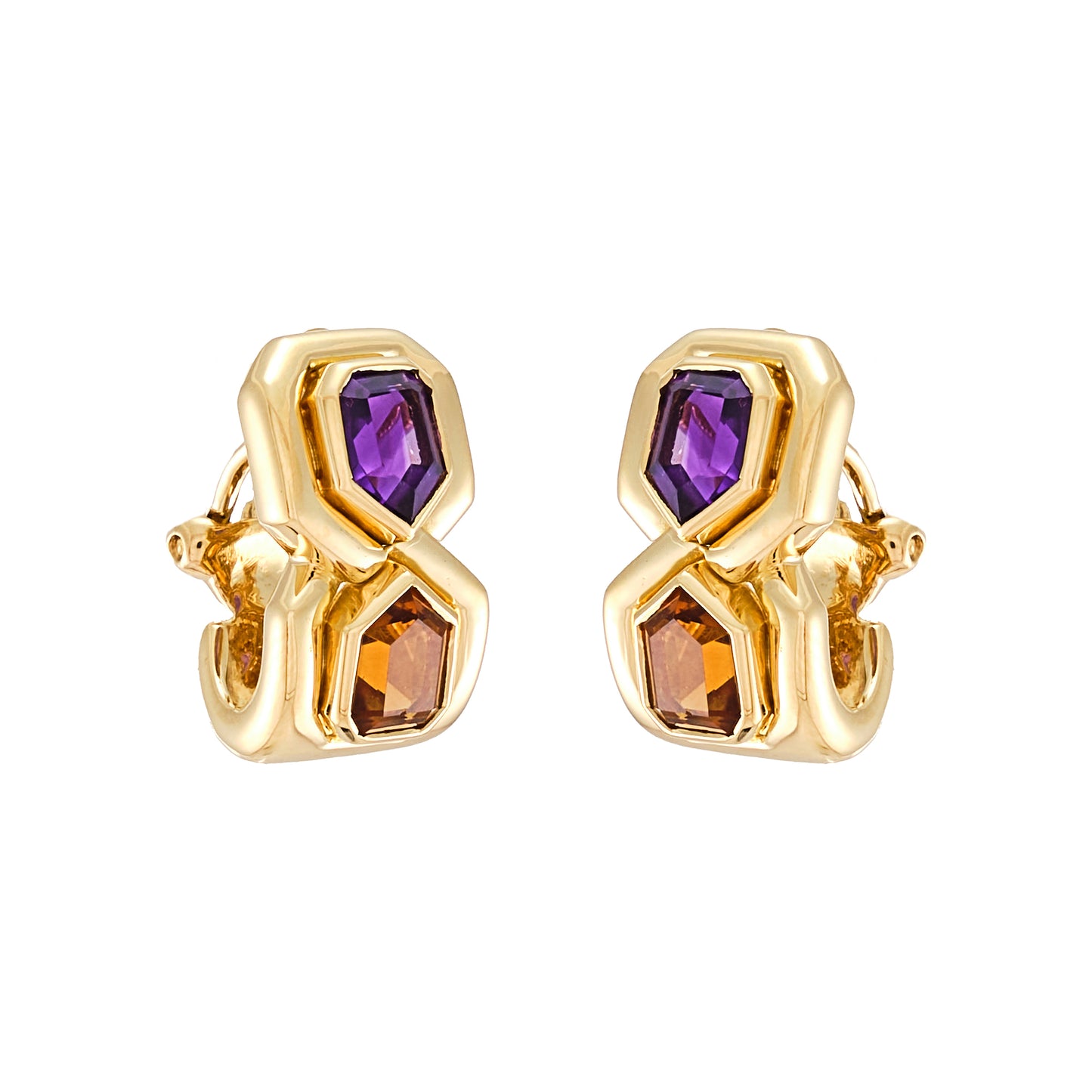 Vintage Citrine and Amethyst Earrings