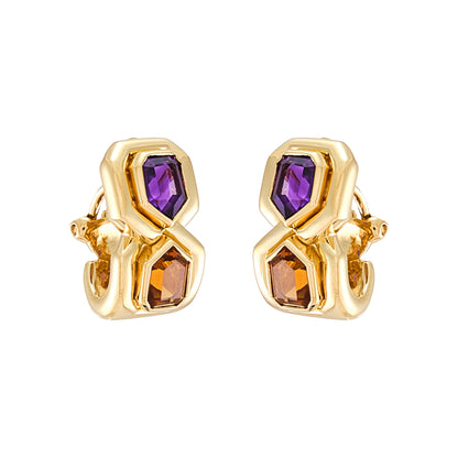 Vintage Citrine and Amethyst Earrings