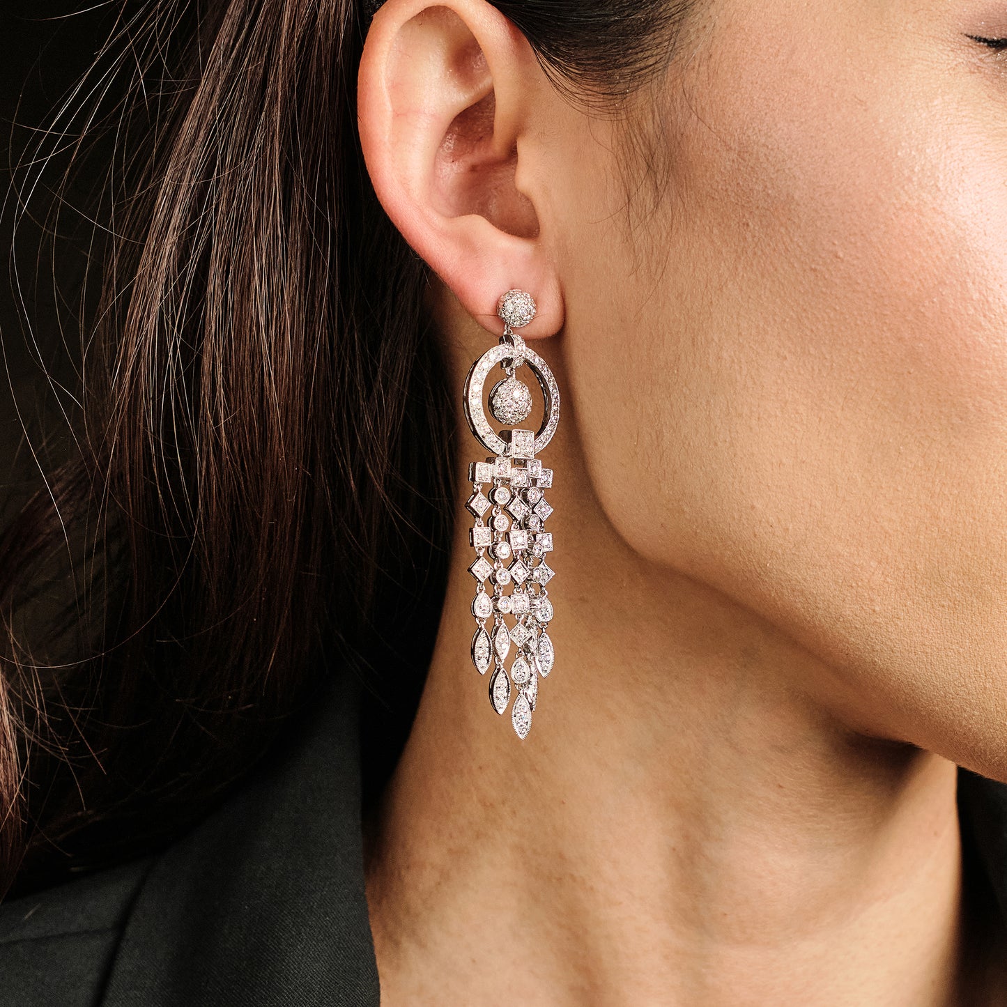 Vintage Diamond Chandelier Earrings