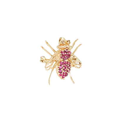 Vintage Bee Ruby Pendant / Brooch