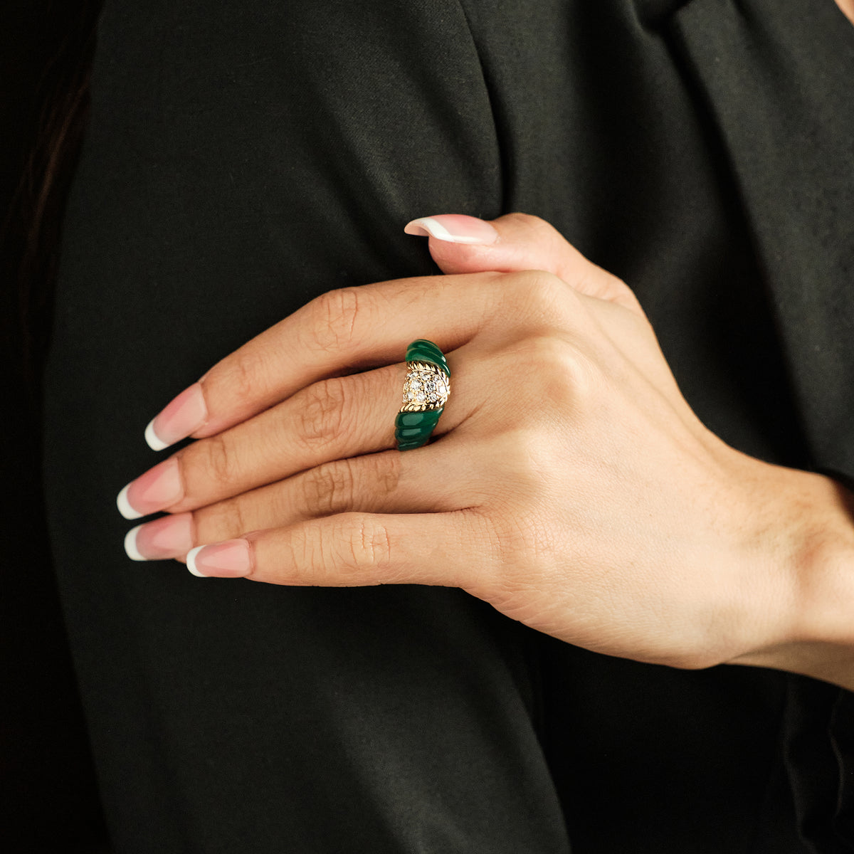 Boucheron Diamond and Chrysoprase Ring