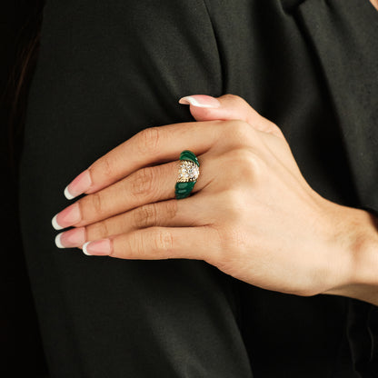 Boucheron Diamond and Chrysoprase Ring