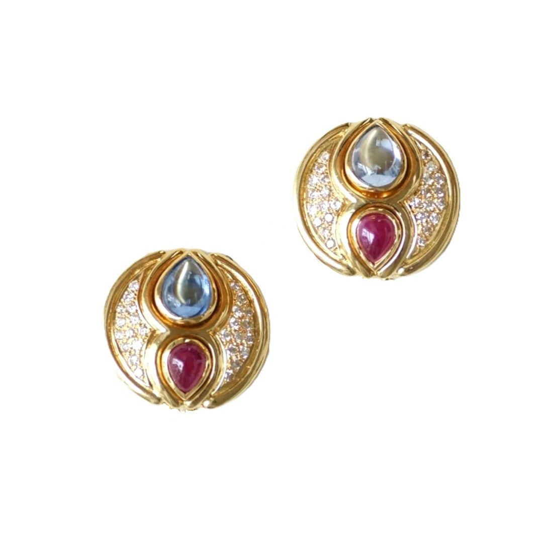 Vintage Ruby and Sapphire Earrings
