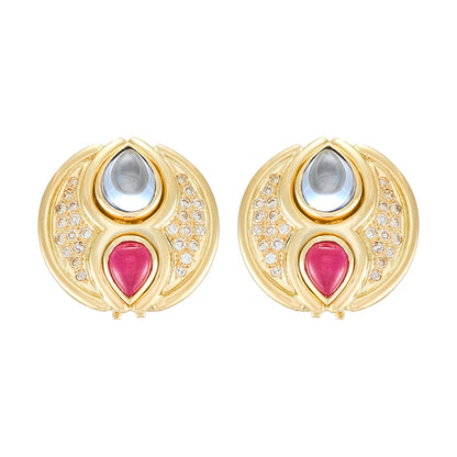 Vintage Ruby and Sapphire Earrings