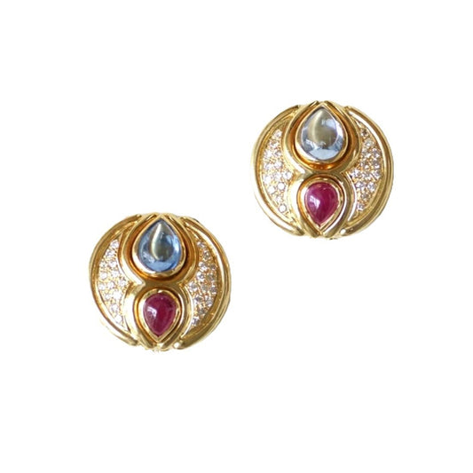 Vintage Ruby and Sapphire Earrings