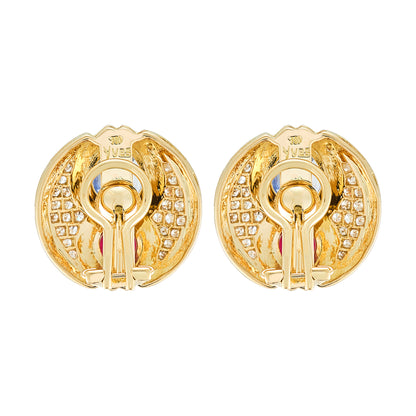 Vintage Ruby and Sapphire Earrings