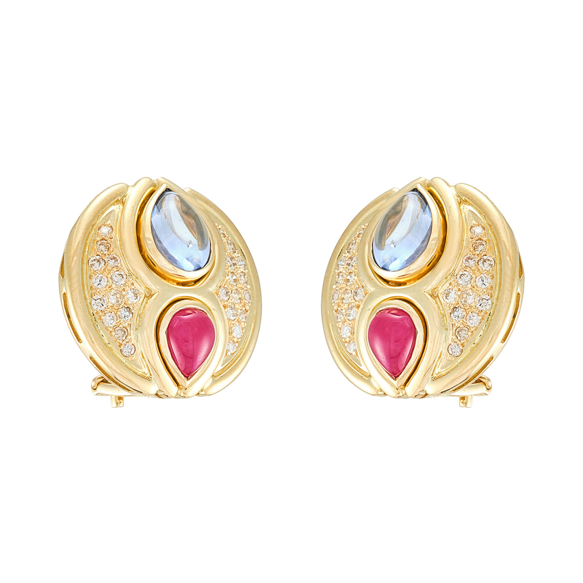 Vintage Ruby and Sapphire Earrings