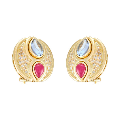 Vintage Ruby and Sapphire Earrings