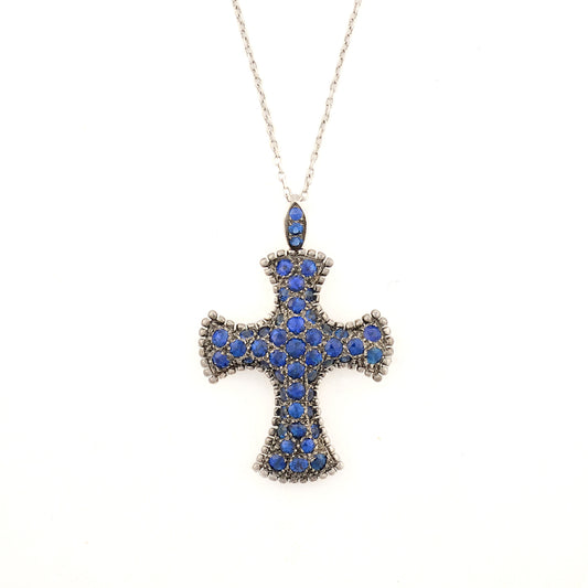 Mouawad  "Rosette" Sapphire Cross Pendant