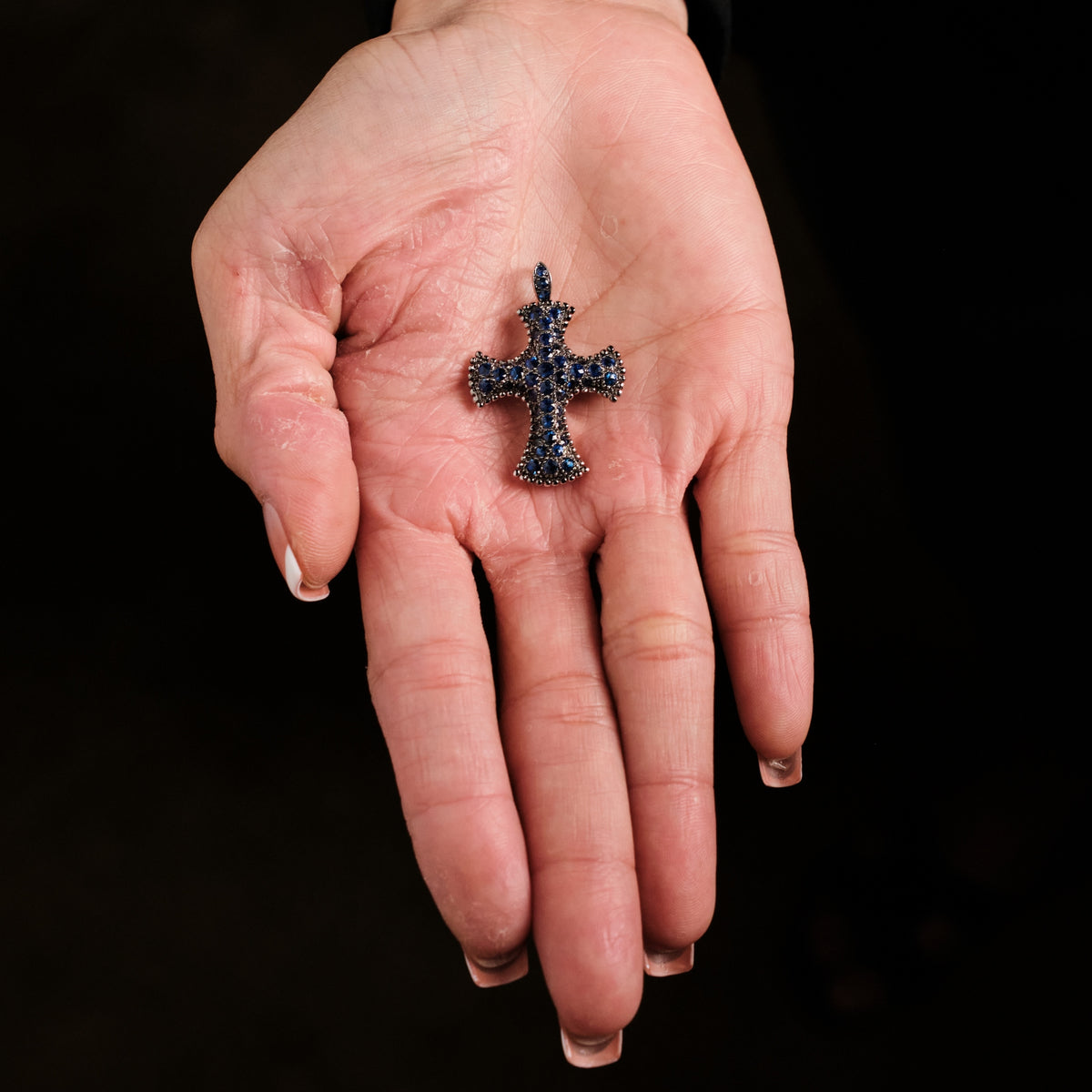 Mouawad "Rosette" Sapphire Cross Pendant