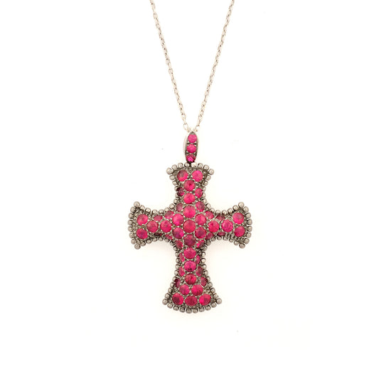 Mouawad  "Rosette" Ruby Cross Pendant