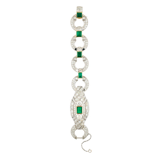 Cartier Art Deco Emerald and Diamond Bracelet