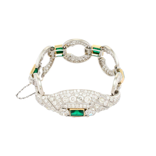 Cartier Art Deco Emerald and Diamond Bracelet