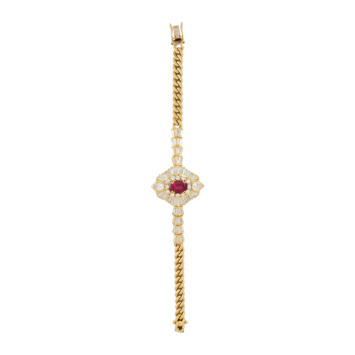 Vintage Italian Rubellite and Diamonds Bracelet