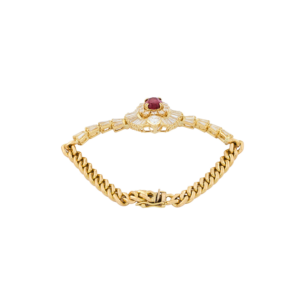 Vintage Italian Rubellite and Diamonds Bracelet
