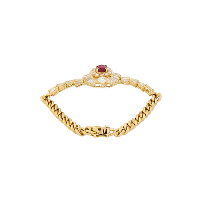 Vintage Italian Rubellite and Diamonds Bracelet